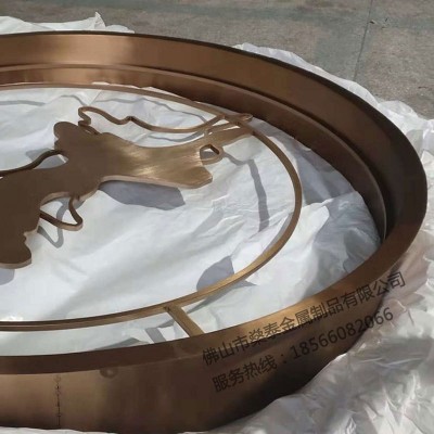 不锈钢圆形屏风 别墅背景墙不锈钢屏风隔断 拉丝玫瑰金镂空玄关图3