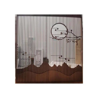 加工定制不锈钢屏风隔断 山水园林入口对景屏风格栅玄关隔断图4