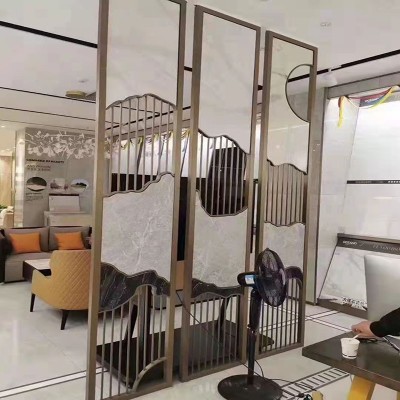 定制现代 中式不锈钢屏风隔断客厅 餐厅酒店会所入户玄关隔断屏风图2