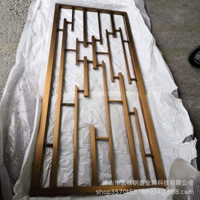 定制客厅玄关金属钛金不锈钢花格 拉丝玫瑰金无指纹不锈钢花格图4