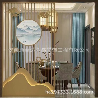 不锈钢铁艺屏风 售楼处背景墙隔断 家用屏豪华金属屏风玄关图4