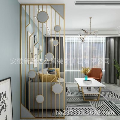 不锈钢铁艺屏风 售楼处背景墙隔断 家用屏豪华金属屏风玄关图3
