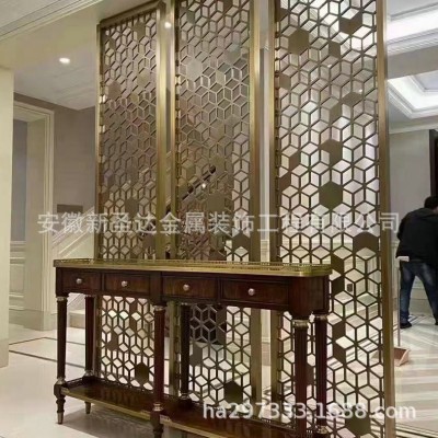 不锈钢铁艺屏风 售楼处背景墙隔断 家用屏豪华金属屏风玄关图2