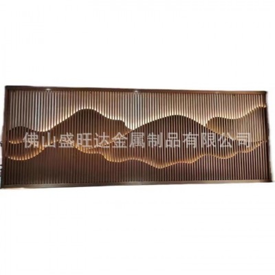 不锈钢屏风 镂空金属通花格栅隔断墙现代简约玄关中式黑钛金屏风图5