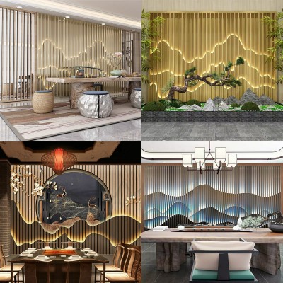 不锈钢屏风定制背景墙 酒店 办公室 售楼部山水假山屏风隔断格栅图2