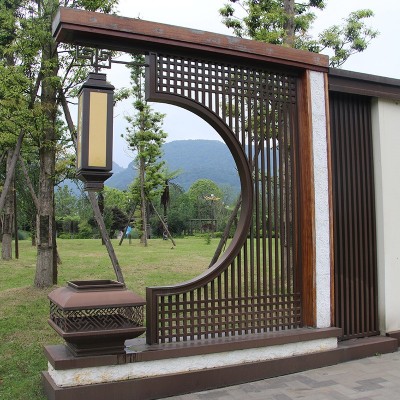 新中式不锈钢屏风架酒店房间会所售楼部大厅西餐厅玄关隔断墙定制图3
