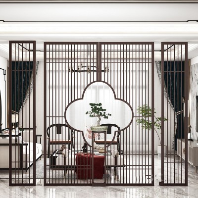 古典中式不锈钢屏风 家用客厅入户玄关装饰墙 卧室餐厅遮挡隔断墙图3