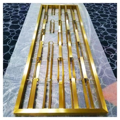 不锈钢屏风铝艺入户简约现代轻奢风钛金属玄关别墅新中式客厅隔断图5