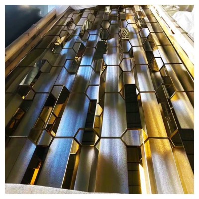 欧式不锈钢屏风网红轻奢隔断金属镂空浮雕刻玄关美式客厅装饰花格图2