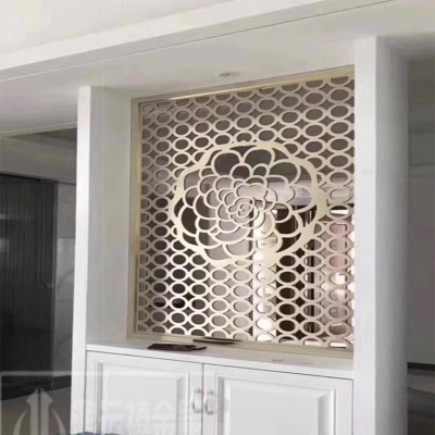 北欧不锈钢艺术玻璃屏风轻奢风隔断客厅入户玄关镂空简约现代网红图4