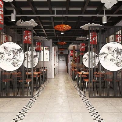 不锈钢玻璃画屏风酒店大堂装饰不锈钢隔断屏风艺术镂空金属屏风图2