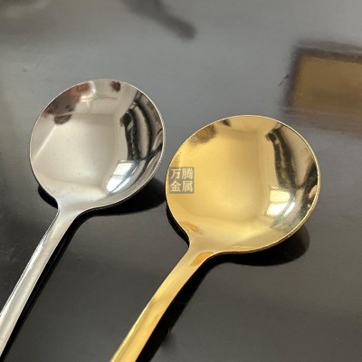 加厚不锈钢勺子家用韩式小圆勺长柄成人调羹儿童吃饭小汤勺西餐勺图2