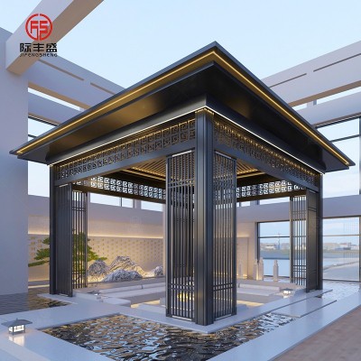 定制高端铝合金凉亭豪华别墅酒店会所不锈钢景观亭休闲钢结构廊亭图5