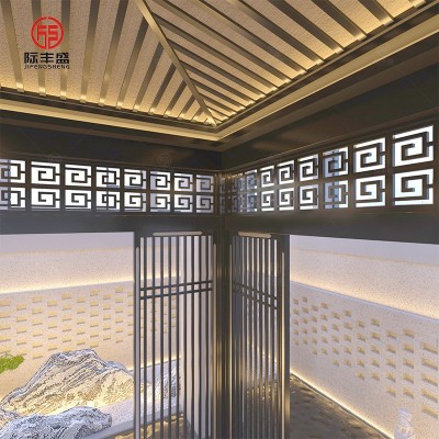 定制高端铝合金凉亭豪华别墅酒店会所不锈钢景观亭休闲钢结构廊亭图2