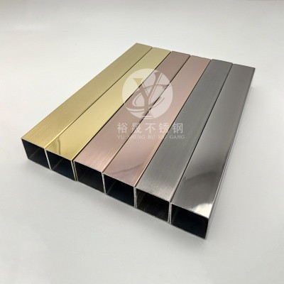 镜面玫瑰金不锈钢方管钛金40*40 45*45屏风隔断专用拉丝黑钛方通图3