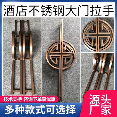 玫瑰金加厚304不锈钢仿古木门拉手酒店豪华欧式金属玻璃门把手图3