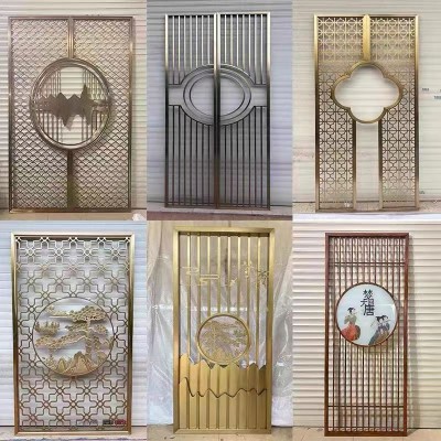 客厅入户装饰玄关不锈钢屏风隔断制定现代简约酒店餐厅金属花格图3