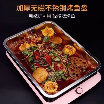 304不锈钢方盘食堂蒸饭盘大容量加厚烤鱼盘多规格厂家批发托盘图3