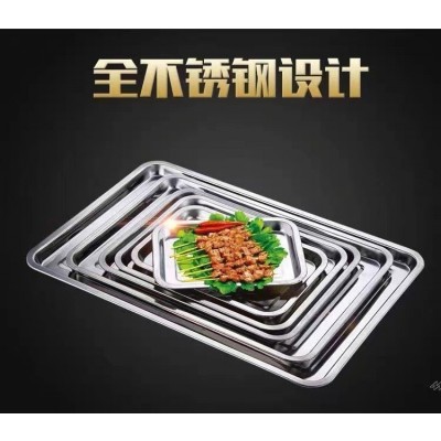 304不锈钢方盘食堂蒸饭盘大容量加厚烤鱼盘多规格厂家批发托盘图5