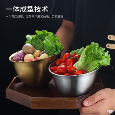 不锈钢韩式斜口生菜碗水果蔬菜桶沙拉碗商用料理碗火锅店调料碗图2