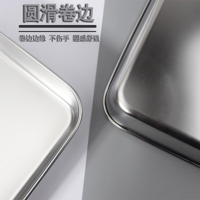 不锈钢毛巾盘方盘托盘多功能盘子加厚加深家庭酒店用品抖音同款图4