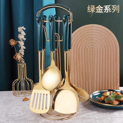 厨房陶瓷柄不锈钢锅铲套装家用厨房烹饪工具厨具全套轻奢炊具七件图5