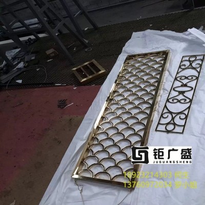 镜面不锈钢镂空屏风 不锈钢屏风镂空花格酒店屏风办公室客厅轻奢图4