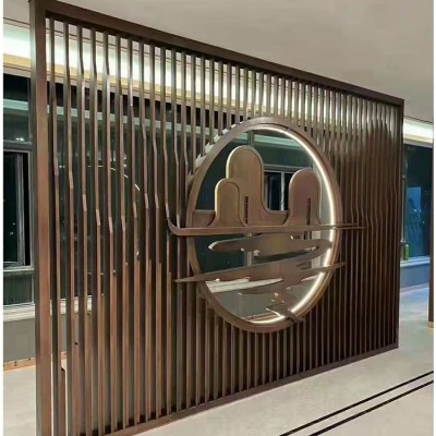 十年定制别墅不锈钢屏风隔断 轻奢豪宅玄关花格无指纹图2