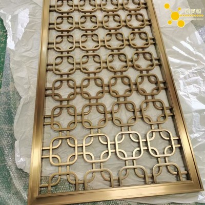 十年定制别墅不锈钢屏风隔断 轻奢豪宅玄关花格无指纹图4