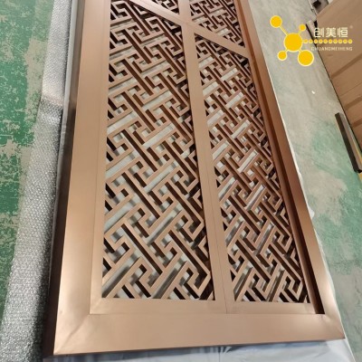 十年定制别墅不锈钢屏风隔断 轻奢豪宅玄关花格无指纹图5