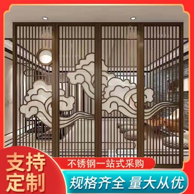 不锈钢屏风 建筑酒店装饰装修新中式风格 鸿创可定制图5