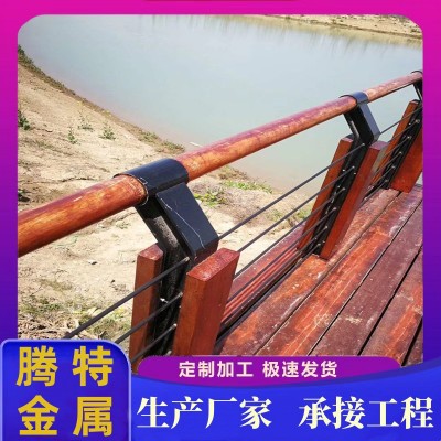 供应201不锈钢复合管桥梁护栏 道路隔离栏杆木纹转印护栏河道景观图3