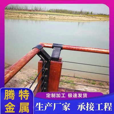 供应201不锈钢复合管桥梁护栏 道路隔离栏杆木纹转印护栏河道景观图4
