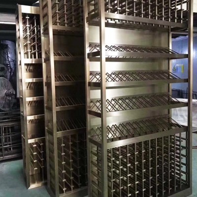 简约轻奢不锈钢红酒柜地下酒窖高档洋酒陈列柜酒店酒庄装饰置物架图4