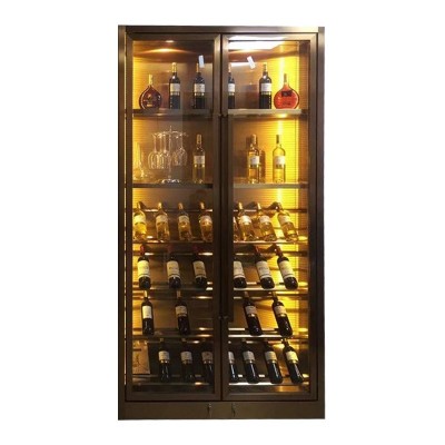 简约轻奢不锈钢红酒柜地下酒窖高档洋酒陈列柜酒店酒庄装饰置物架图5