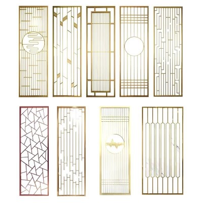 酒店金属水晶玻璃结合不锈钢屏风 可旋转式不锈钢屏风隔断制定图5
