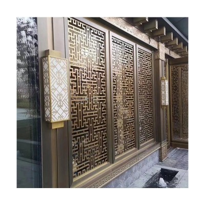 承接工程304不锈钢屏风隔断中式酒店大堂屏风隔断客厅装饰屏风图5