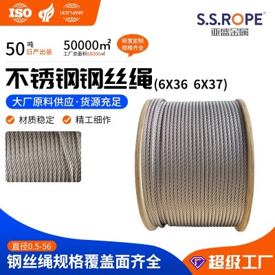不锈钢钢丝绳6x36钢丝绳 6x37起重机钢丝绳 特种钢丝绳304/316