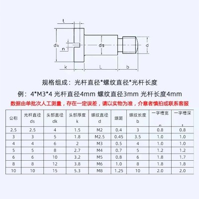 304不锈钢台阶螺丝GB830圆头外螺纹机械紧固件一字槽台阶螺丝图3