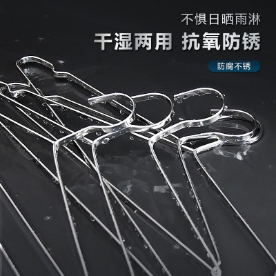 家用不锈钢晾衣架加厚加宽晾晒架升级款扁条衣架实心晒衣架成人图2