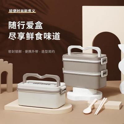 304不锈钢多层保温饭盒学生上班族便携餐盒分格方形便当盒可加热图2