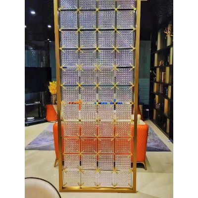 不锈钢水晶屏风隔断厂家定制大厅酒店大堂商场图3