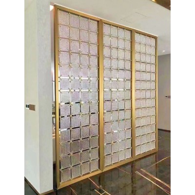 不锈钢水晶屏风隔断厂家定制大厅酒店大堂商场图4