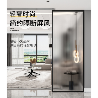 定制 客厅办公室酒店背景墙不锈钢屏风隔断现代轻奢新中式玻璃金图5