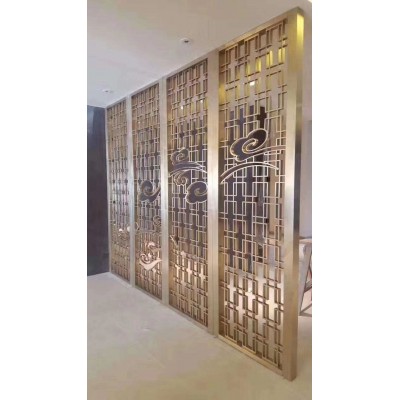 建筑酒店装饰新中式风格 不锈钢屏风隔断 支持定制