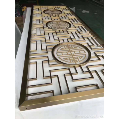 建筑酒店装饰新中式风格 不锈钢屏风隔断 支持定制图3