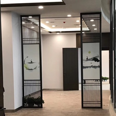 不锈钢屏风定制客厅办公室酒店背景墙镂空隔断墙雕花花格金属定做图5