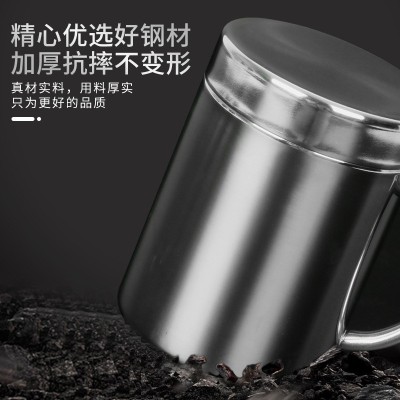 304不锈钢口杯加厚带手柄马克杯隔热防 烫随手杯家用办公水杯制做图4