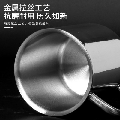 304不锈钢口杯加厚带手柄马克杯隔热防 烫随手杯家用办公水杯制做图3
