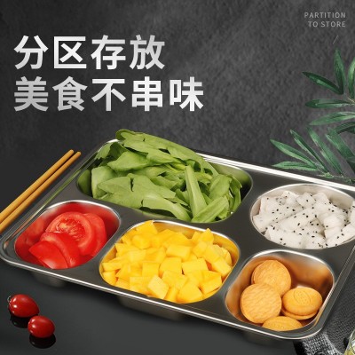 304不锈钢快餐盘带盖学生成人分格加厚方形餐盘餐盒饭盒 厂家直销图2